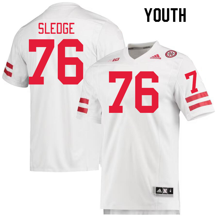 Youth #76 Sam Sledge Nebraska Cornhuskers College Football Jerseys Stitched Sale-White